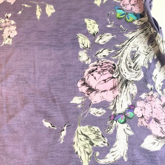 Anthropologie Postmark Butterfly & Flower Purple Tee - M - Picture 6 of 9